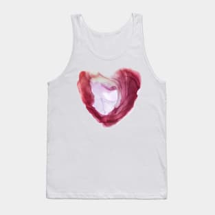 Abstract heart painted with alcohol ink. Sparkling red, pink, purple color. Tank Top